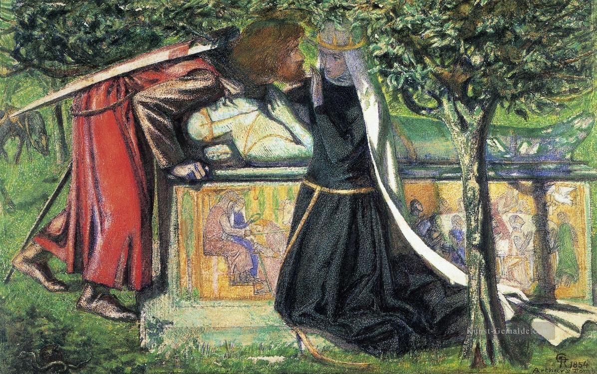 Arthurs Grab Die letzte Sitzung von Lancelot und Guinevere Präraffaeliten Bruderschaft Dante Gabriel Rossetti Ölgemälde